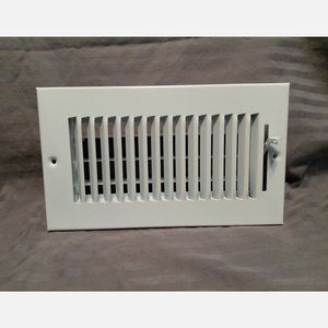 8" x 4" White Steel 1-Way Register Wall or Ceiling Vent with Adjustible Louvers